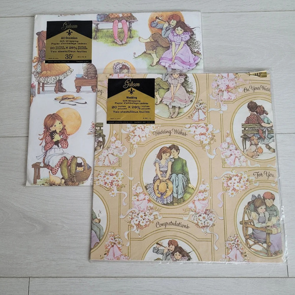 3/$25 NWT Vintage Gibson Wedding All Occasion Wrapping Paper Gift Wrap x 2 - Picture 2 of 2